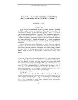 TAKING PLEA BARGAINING SERIOUSLY: REFORMING