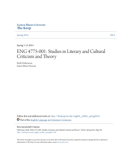 ENG 4775-001: Studies in Literary and Cultural - The Keep