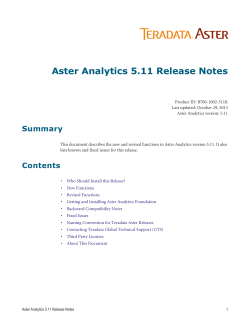 Aster Analytics 5.11 Release Notes - Information Products