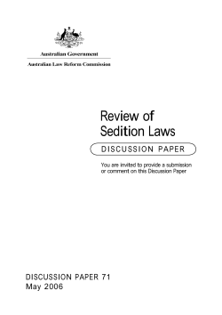 Review of Sedition Laws - Australian Law Reform Commission