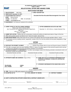 solicitation, offer and award form invitation for bids offer award