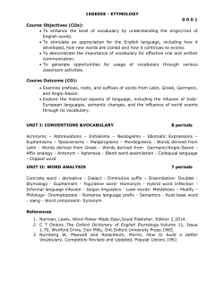 15GE0XE - ETYMOLOGY 0 0 0 1 Course Objectives (COs)