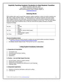 Explicitly Teaching Academic Vocabulary