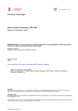 African Political Philosophy, 1860-1995 Boele Van