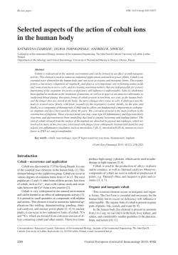Selected aspects of the action of cobalt ions in