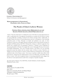 The Puzzle of China`s Leftover Women