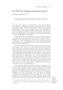 On `The True Tragedy of American Power.`