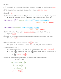 REVIEW 4 1) If the domain of a one-to-one function f