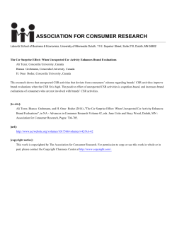 The Csr Surprise Effect: When Unexpected Csr Activity Enhances