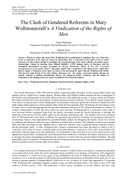 The Clash of Gendered Referents in Mary Wollstonecraft`s A