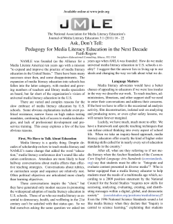 Pedagogy for Media Literacy Education in the Next Decade