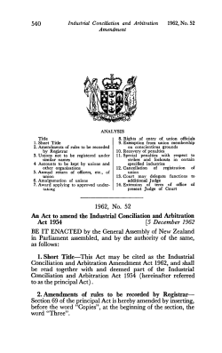 1962 No 52 Industrial Conciliation and Arbitration Amendment