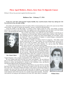 Aged Mothers, Sisters, Gave Sons to Opposite Causes in the Civil War