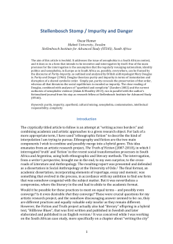 Stellenbosch Stomp / Impurity and Danger