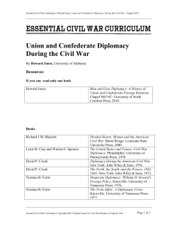 Union and Confederate Diplomacy Resources