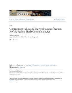 Competition Policy and the Application of Section 5 of the Federal