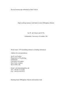 Revised manuscript submitted as Brief Article High working memory