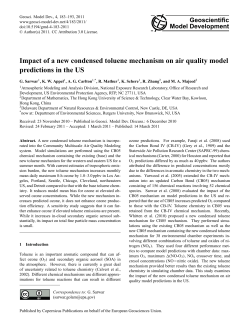 Impact of a new condensed toluene mechanism on air quality model