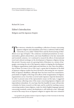 Editor`s Introduction - Nanzan Institute for Religion and Culture