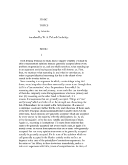 350 BC TOPICS by Aristotle translated by W. A. Pickard