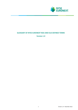 GLOSSARY OF NYSE EURONEXT RDA AND EUA
