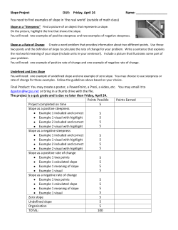 Slope Project DUE: Friday, April 24 Name: You need to find