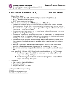 MA in Pastoral Studies (M.A.P.S.) Cip Code: 39.0699