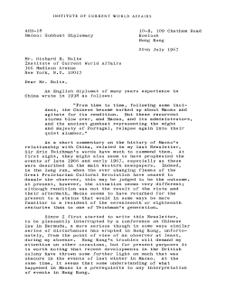 Macao: Gunboat Diplomacy - Institute of Current World Affairs