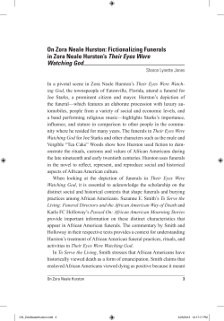 On Zora Neale Hurston: Fictionalizing Funerals in