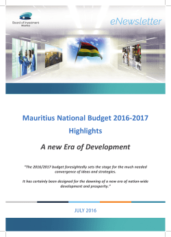 BOI Budget Highlights - Board of Investment Mauritius
