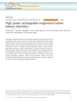 High power rechargeable magnesium/iodine
