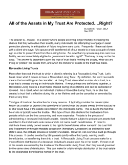 All of the Assets in My Trust Are Protected&hellip;.Right?