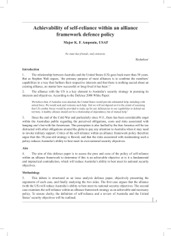 Achievability of self-reliance within an alliance framework defence