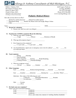 Pediatric Allergy and Medical History Form