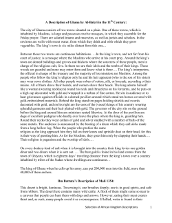 A Description of Ghana by Al-Bakri in the 11