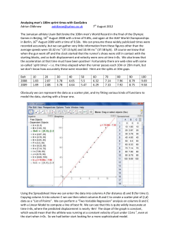 Analysing men`s 100m sprint times with GeoGebra