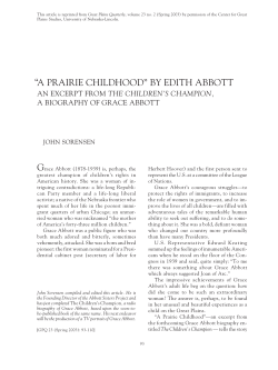 a prairie childhood” by edith abbott “