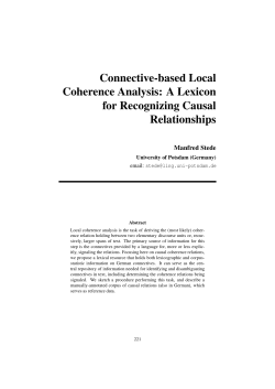 Connective-based Local Coherence Analysis: A Lexicon for