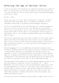 Entering the Age of Nuclear Terror