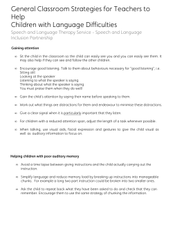 SALT - General Classroom Strategies for Teachers to help Children