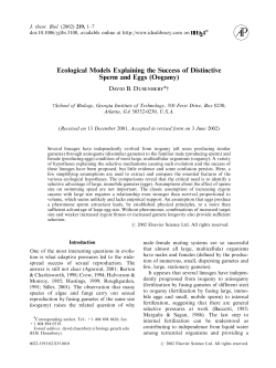 Ecological Models Explaining the Success of Distinctive Sperm and
