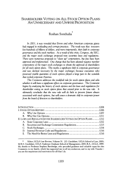 Shareholder Voting on All Stock Option Plans: An Unnecessary and