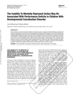 The Inability To Mentally Represent Action May Be Associated With