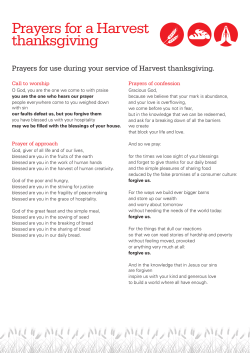 Prayers for a Harvest thanksgiving