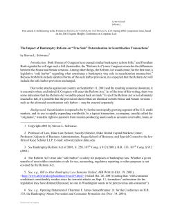 The Impact of Bankruptcy Reform on &ldquo;True Sale&rdquo;