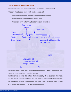 15.5 Errors in Measurements Spurious error Random Systematic