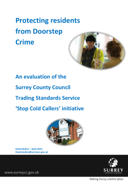 Protecting residents from Doorstep Crime