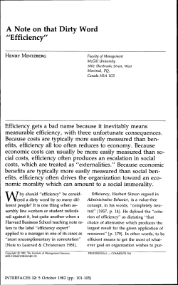 A Note on that Dirty Word "Efficiency"