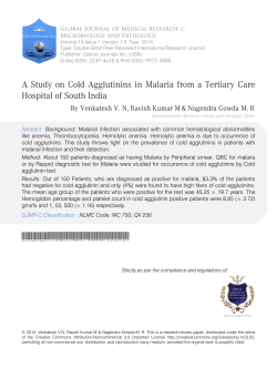 A Study on Cold Agglutinins in Malaria from a Tertiary Care