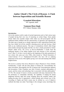 Amitav Ghosh`s The Circle of Reason: A Clash between Superstition